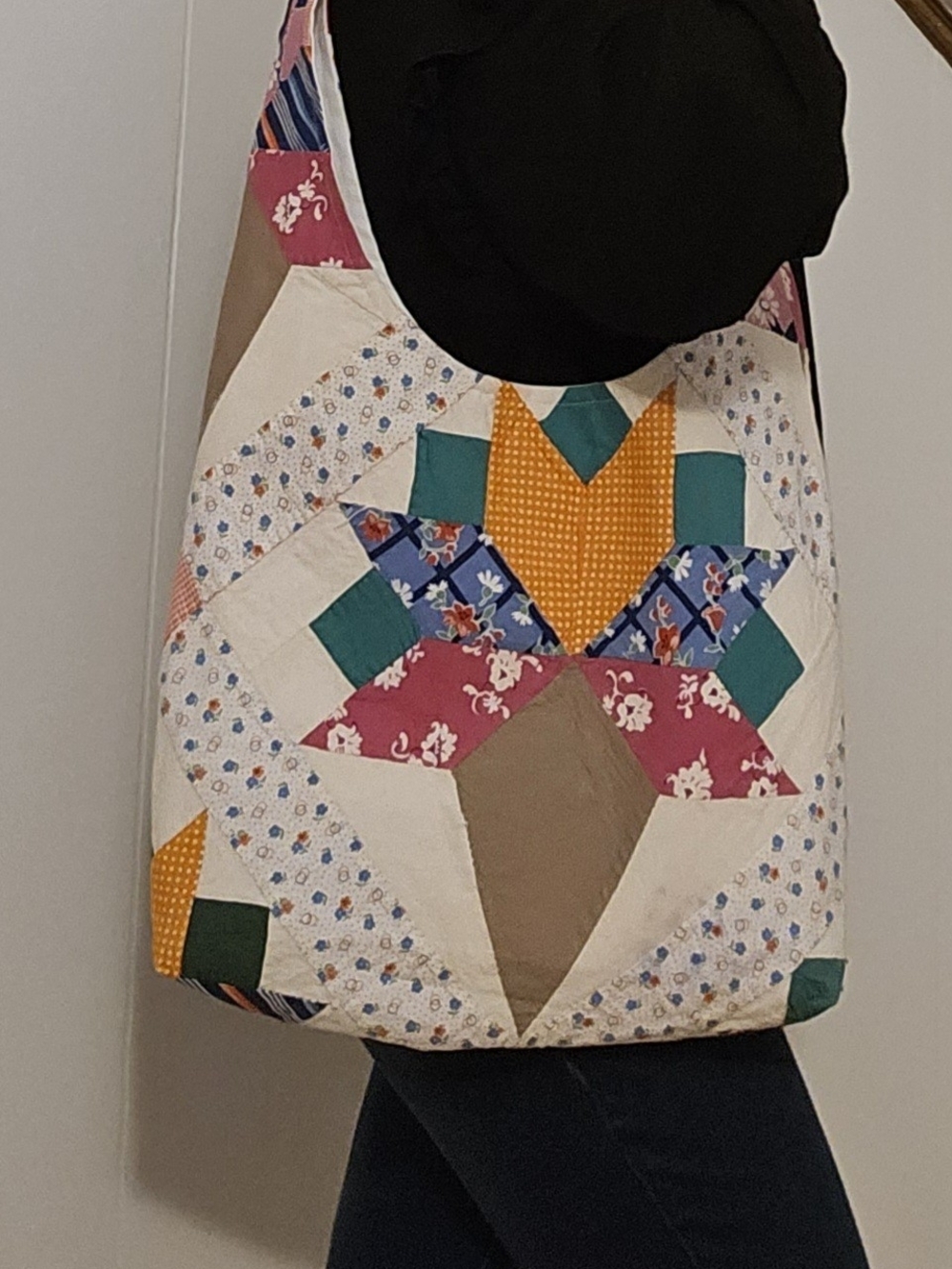 Handmade Patchwork Tote Bag in Multicolor, Crafted From A Quilt Topper